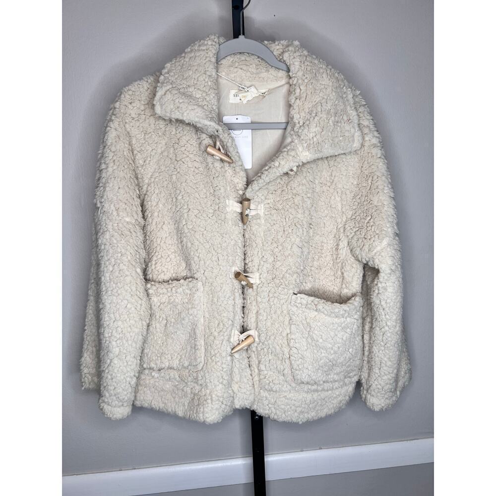 Saltwater Luxe Bexey Toggle Sherpa Jacket Jacket Natural Women's Size S NWT - Picture 3 of 7